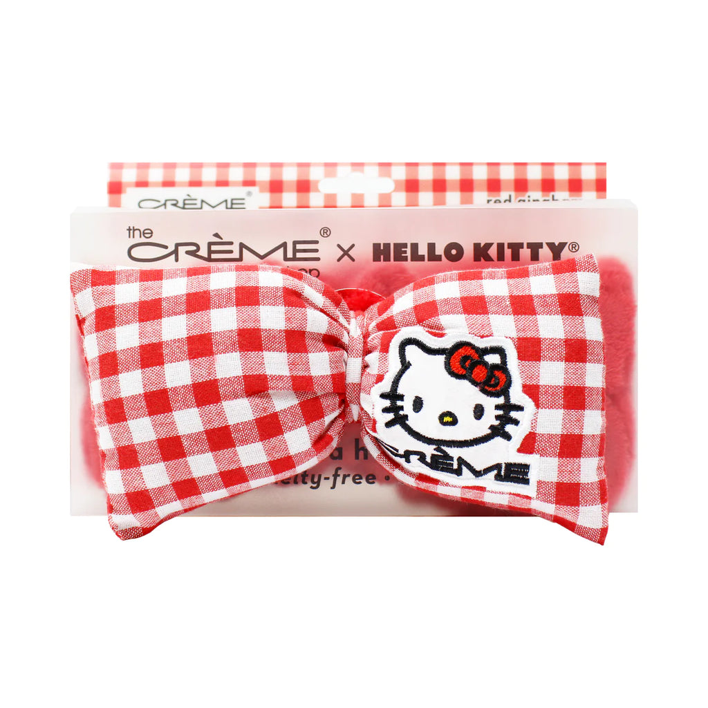 The Crème Shop Hello Kitty Plush Spa Headband (Red Gingham) - TokTok Beauty