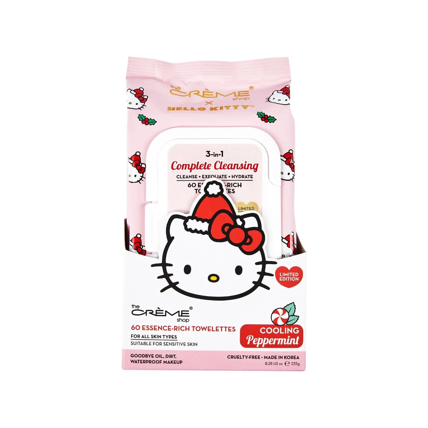 The Crème Shop Hello Kitty 3-IN-1 Complete Cleansing Essence-Rich  Towelettes - Cooling Peppermint