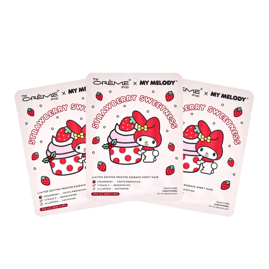 The Crème Shop My Melody Strawberry Sweetness Printed Essence Sheet Mask (Set of 3) - TokTok Beauty