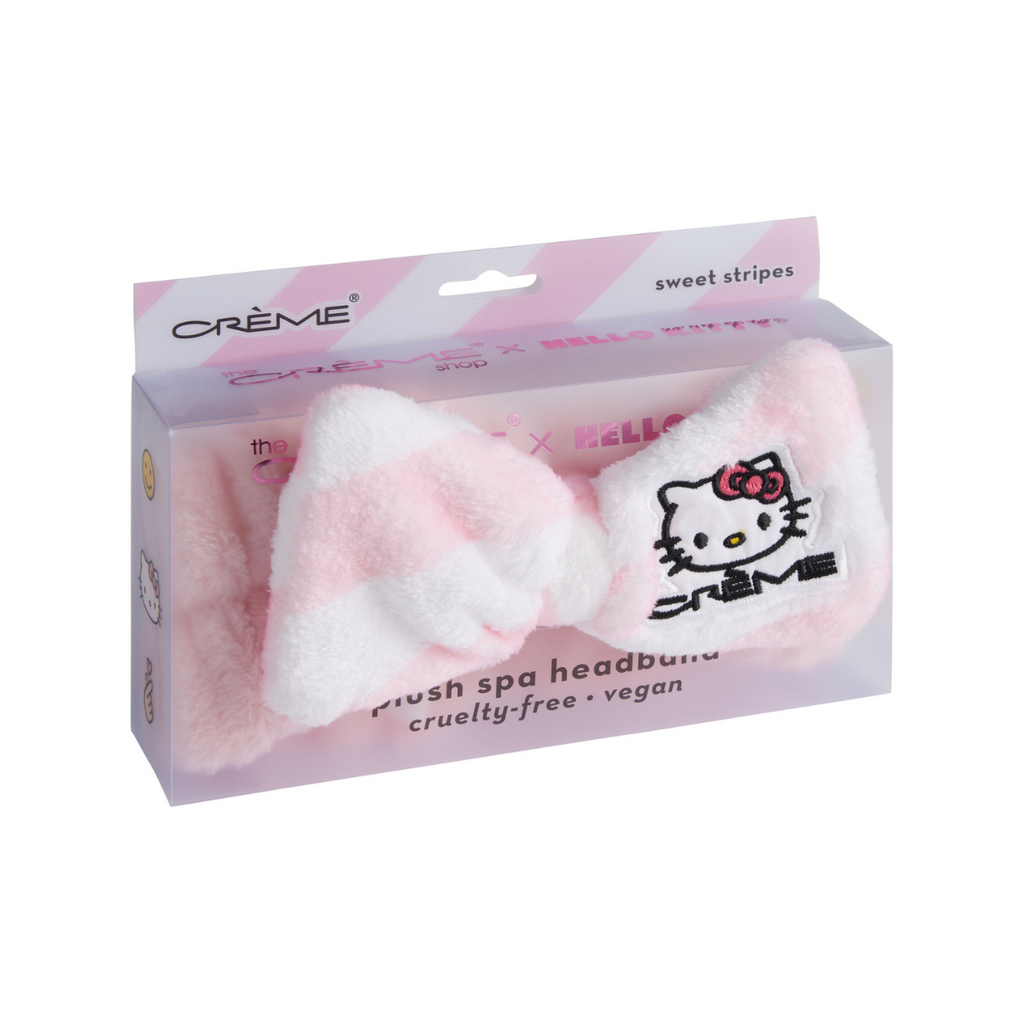 The Crème Shop Hello Kitty Plush Spa Headband (Sweet Stripes) - TokTok Beauty